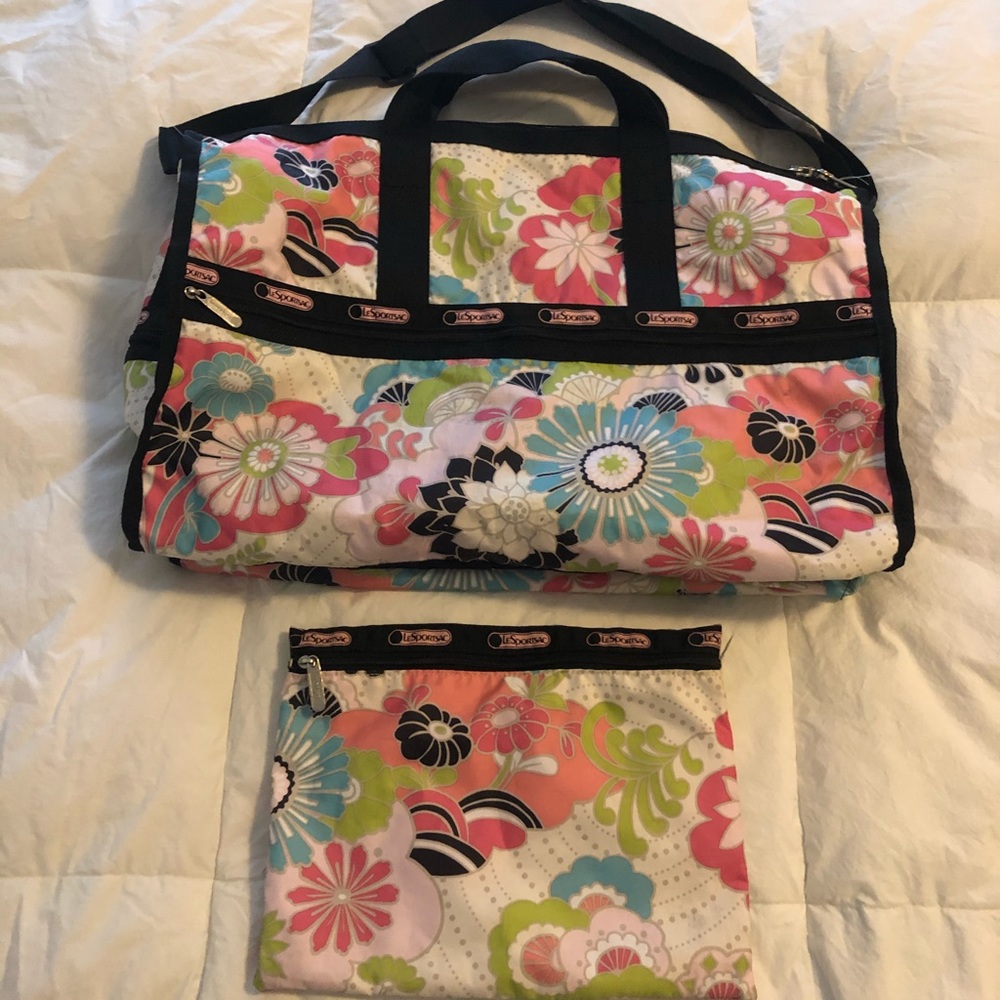 LeSportsac Weekender Duffel Bag and Pouch